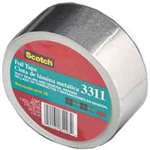 Scotch 3311-10A Foil Tape, 10 yd L, 2 in W, Aluminum Backing, Silver